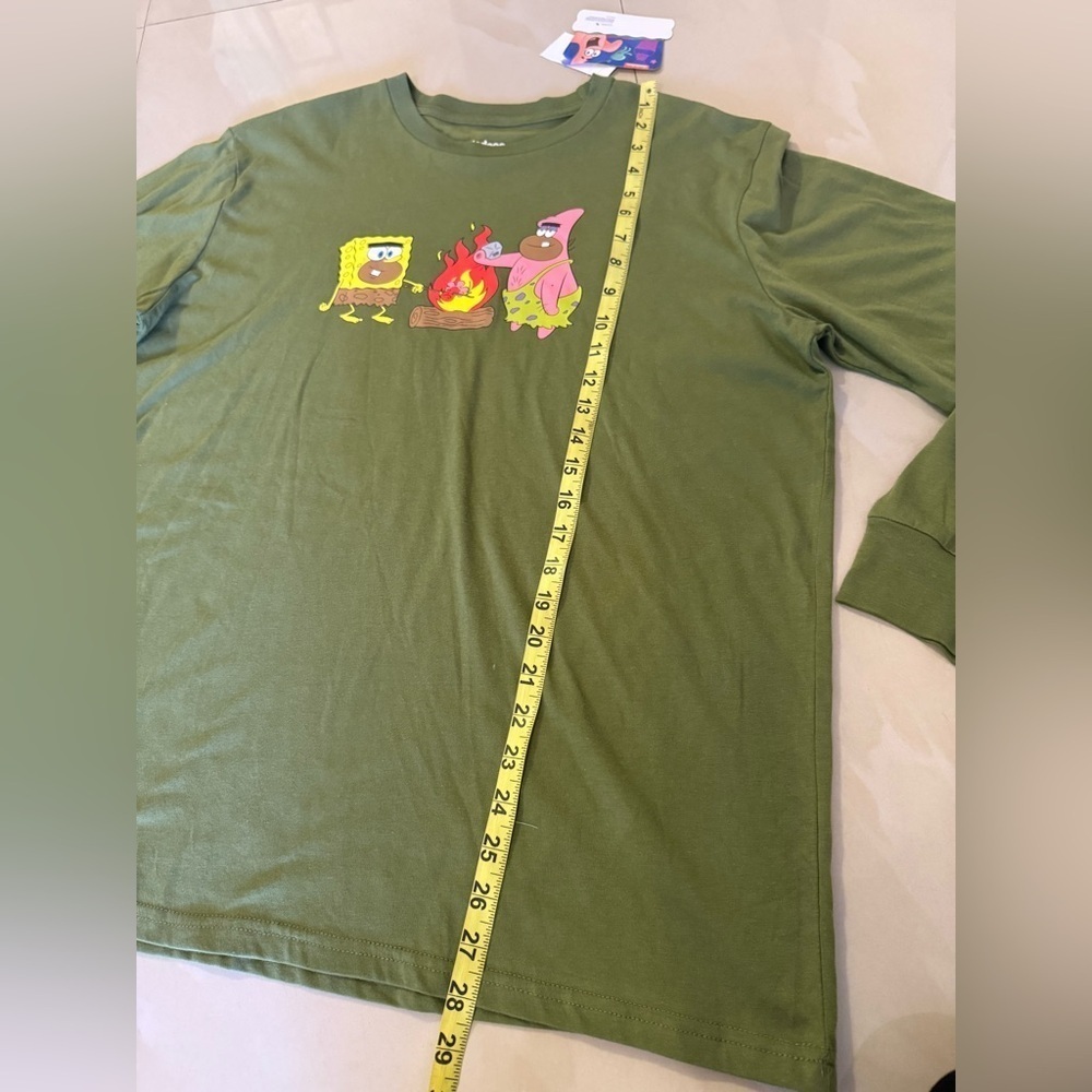 SpongeBob and Patrick caveman long sleeve shirt Nickelodeon size L green - Picture 8 of 13